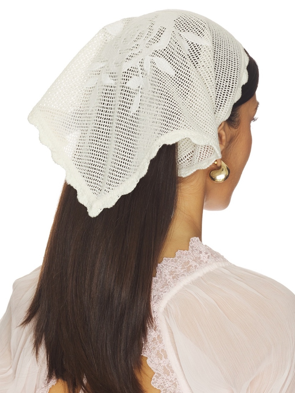 For Love And Lemons Cream Crochet Floral Bandana (NWOT)